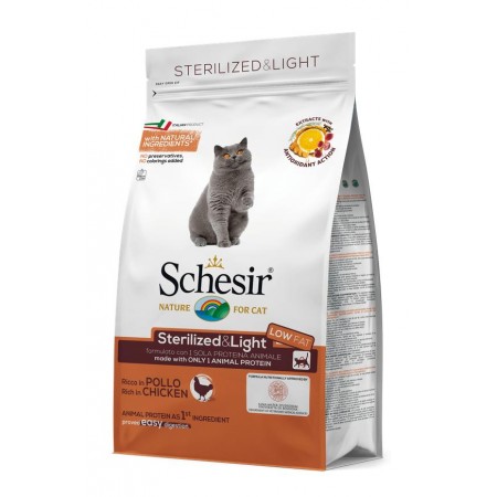 Schesir Cat Sterilized & Light Chicken монопротеиновый сухой корм для стерилизованных кошек с курицей 400 г (53810)